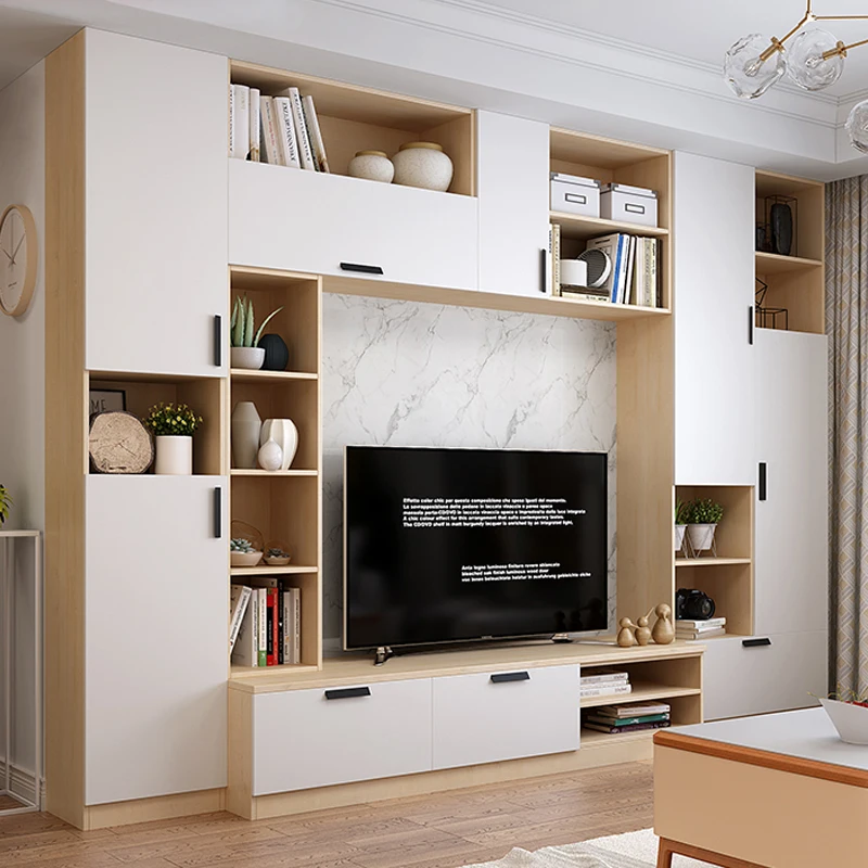 

Комбинированный напольный шкаф для гостиной простой семейный индивидуальный Стандартный роскошный настенный ТВ-шкаф с ощущением кожи