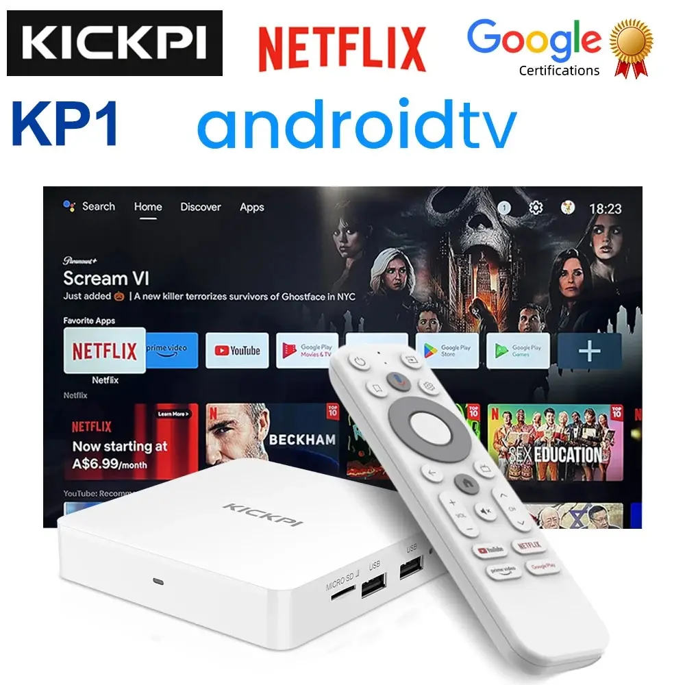 KICKPI KP1 google&netflix Tv-t néz Loggia android 11 amlogic S905Y4 2GB 32GB Alatámaszt AV1 1080P H.265 4K wifi BT Igealak bemeneti Multimédia Játszadozó