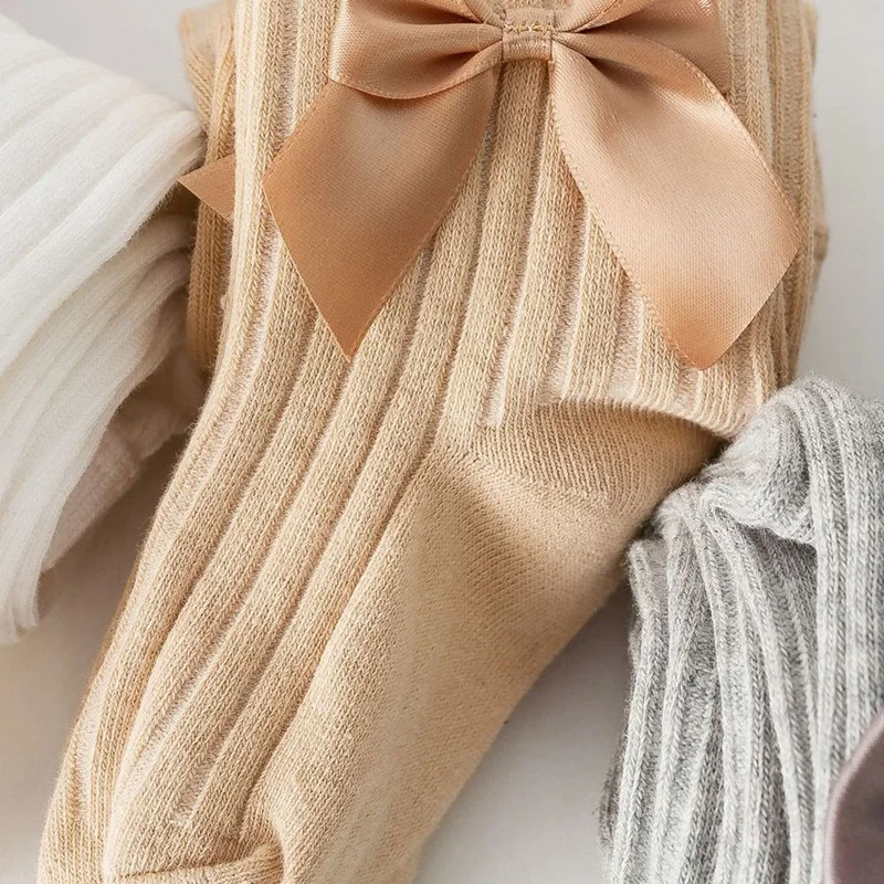 Bowknot Tights Girls Spring Fall Knitted Cotton High Waist Pantyhose Baby Girl Toddler kids pantyhose ballet tights solid color pantyhose toddler tights kids leggings