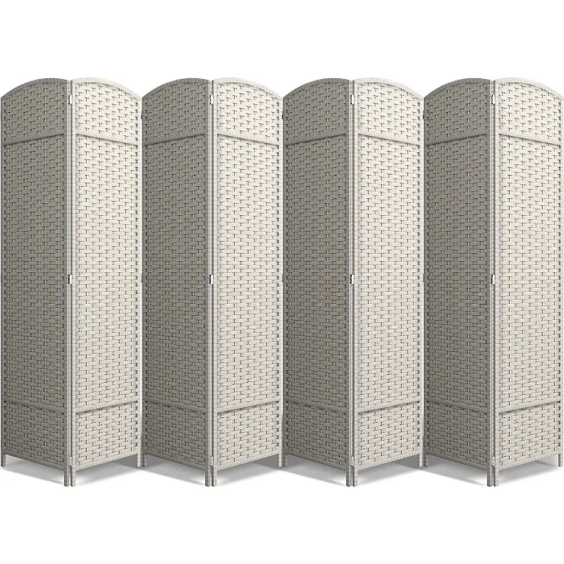8 Panel Room Divider 6 ft. Tall-Privacy Screen Extra Wide Double Hinged Panels Mesh Hand-Woven Design, room divider screen