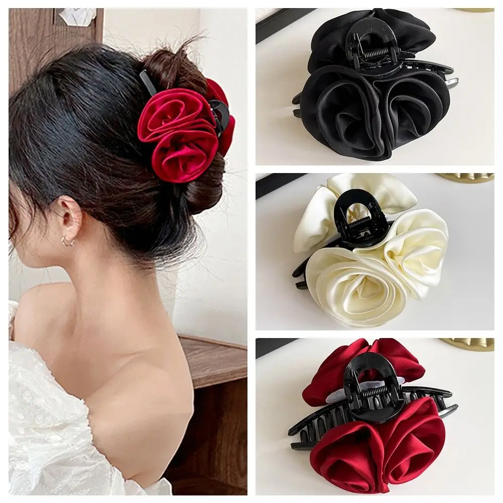 Fashion Large Size Hair Claw Rose Flower Hair Clip For Women Girls Festival Crab Clip Shark Clip Hair Accessories