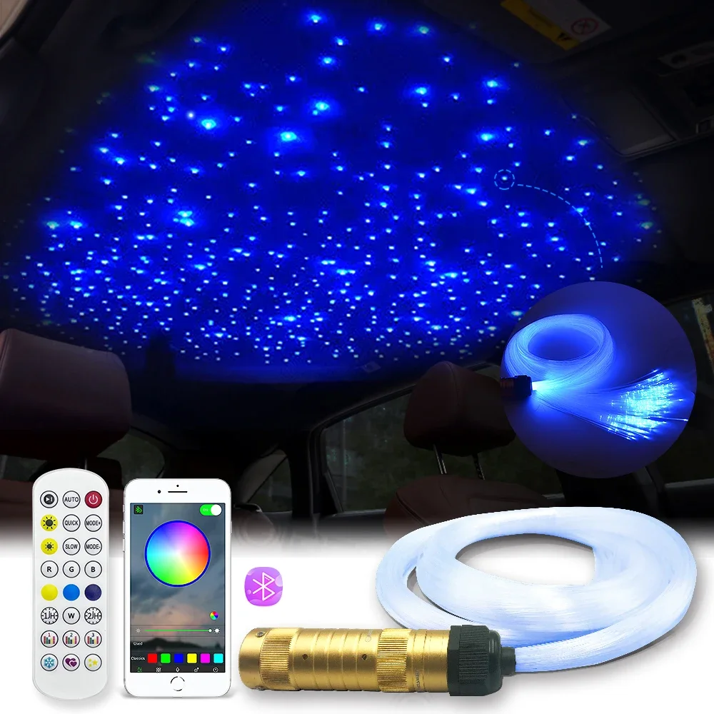 Светодиодный потолочный светильник для автомобиля, лампа из оптического волокна с управлением через приложение, RGBW, с эффектом звездного неба, в наличии потолочные светильники для украшения автомобиля
