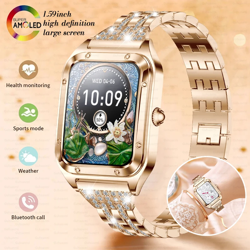 GUHUAVMI Ultra Thin Luxury Smart Watch For Women Full Touch Screen Heart Rate Waterproof Lady Watches Sports Fitness Tracker Clock's
