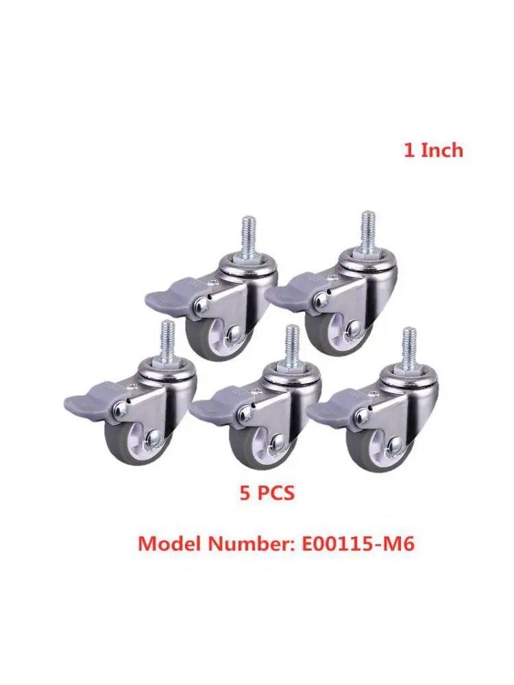 

(5 Packs) 1 Inch Gray Tpe Screw Brake Wheel M6 With Lock Pulley Beauty Instrument Universal