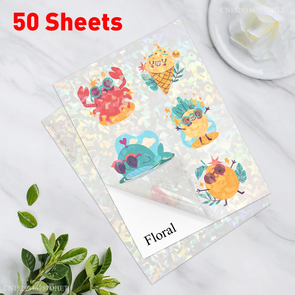 A4 Self-Adhesive Vinyl Sticker Paper - 50 Sheets for DIY Projects and Crafts
