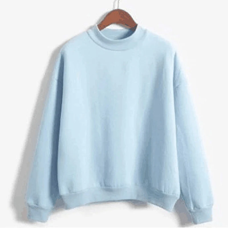 Christmas Fleece Half High Neck Long Sleeve Casual Top Woman Sweet Clothes Autumn Winter Youthful Solid Simple Pink Sweatshirts 5