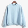 Christmas Fleece Half High Neck Long Sleeve Casual Top Woman Sweet Clothes Autumn Winter Youthful Solid Simple Pink Sweatshirts 5