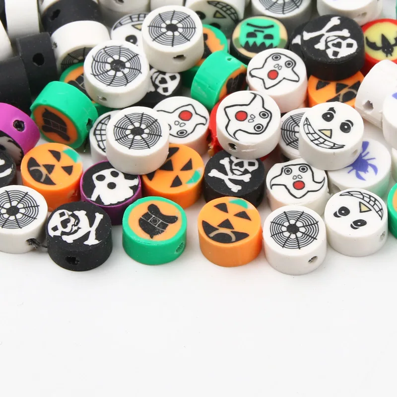 Clay Beads 20/50pcs Cartoon Animal Letter Halloween Christmas Beads Polymer Clay Spacer Beads For Jewelry Making DIY Accessories