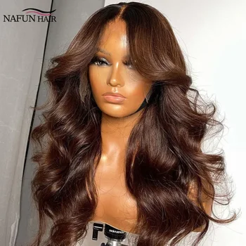 30 Inch Chocolate Brown 13X4 Transparent Lace Front Wig Body Wave 13X6 Brown Colored Lace Frontal Human Hair Wigs For Women 1