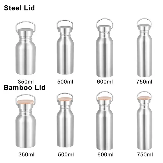 Stainless Steel Sports Fitness Bottle Bicycle Water Bottle Single Walled Insulated Metal Flask 5
