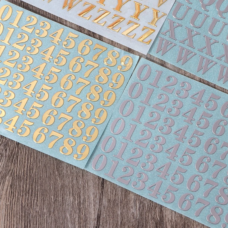 Alphabet Decor Stickers Self Adhesive Stickers 2 Sheets Metal Letters Alphabet And Glitter Number Stickers