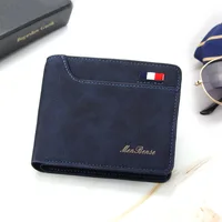New Men Short Wallets Retro Simple Card Holder Male Purse High Quality PU Leather Photo Holder Fashion Casual Men's Wallet 1