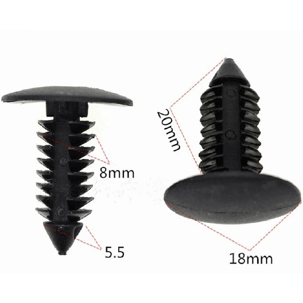 

Brand New Bumper Clips Fender Retainer 100pcs 8mm Hole Accessories Black Car Parts Plastic Replacement Vehicle