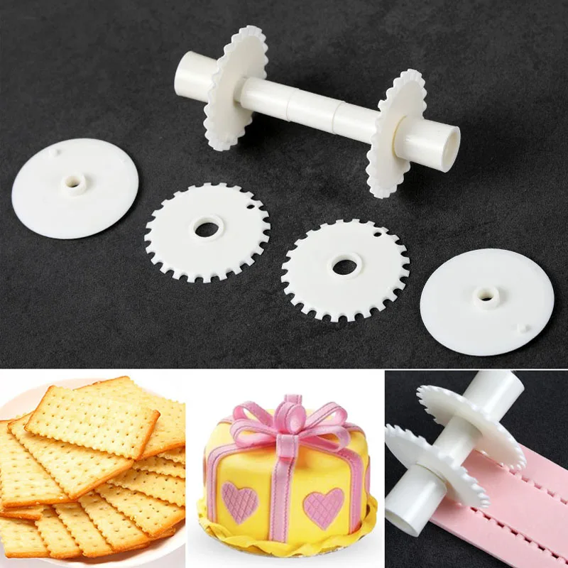 Fondant Ribbon Cutter Embosser Roller Set Fondant Strip Ribbon Cutter  Sugarcraft Tool Plastic Cake Rolling Pin Cake Decoration