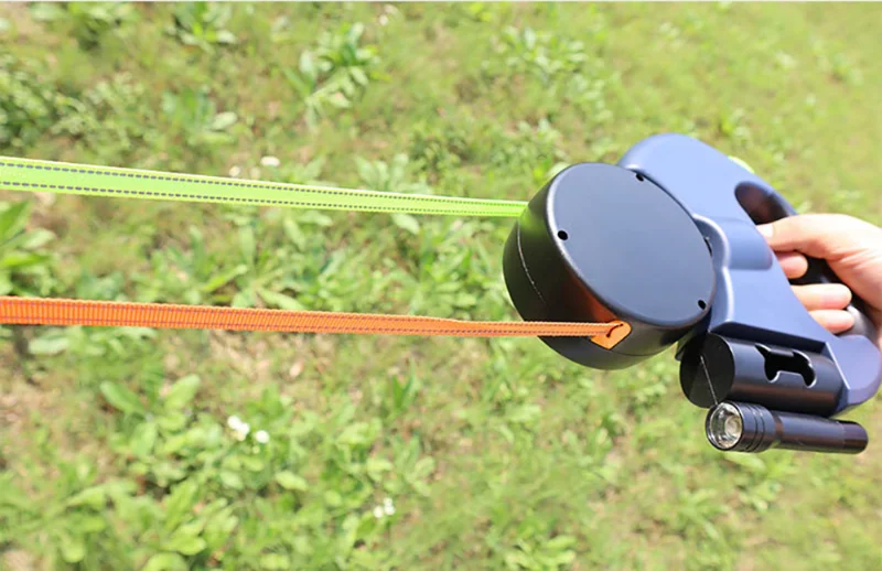 Auto Retractable Double Dog Leash 3m with LED Flashlight