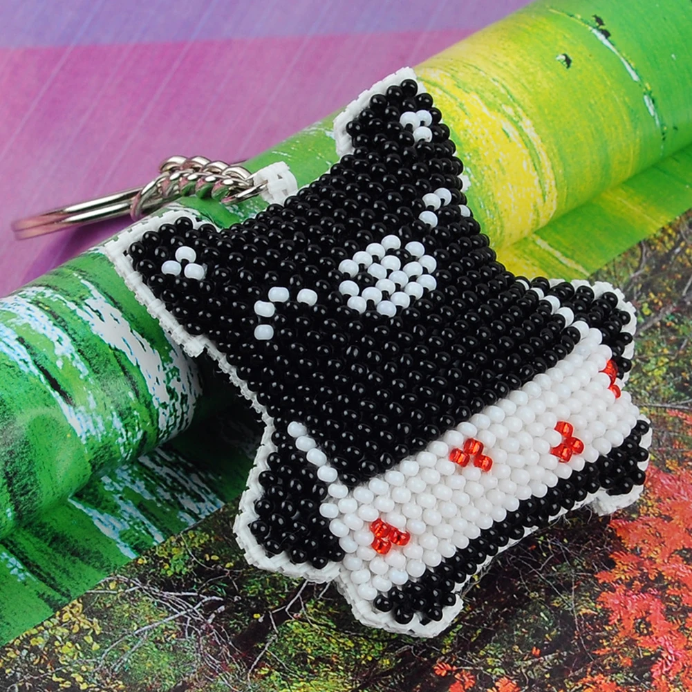 Mushroom Beaded Counted Cross Stitch Ornament Kit Exquisite Keychain Pendant Cross Stitch Making Kit for Adults Beginners