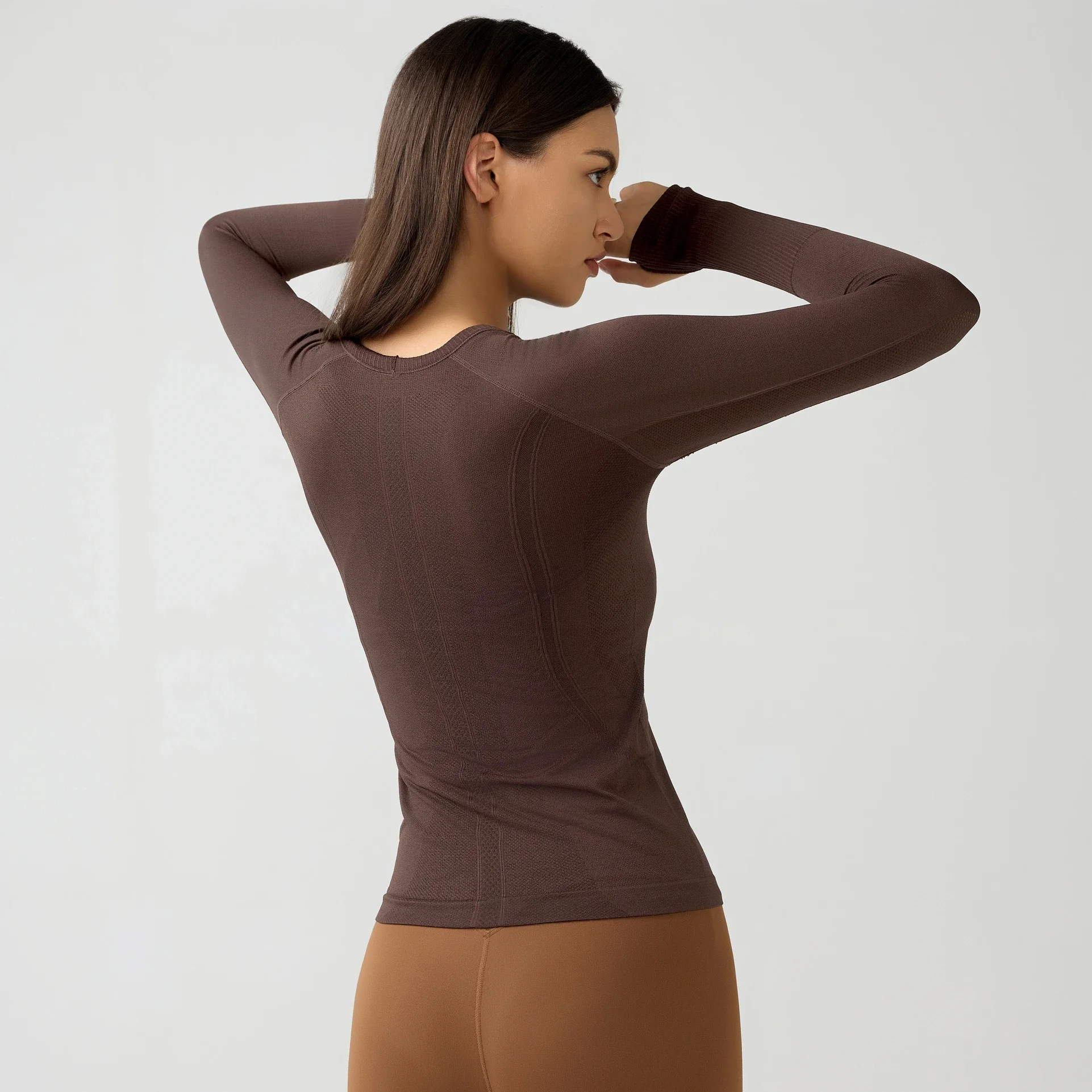Seamless Long Sleeve Yoga Shirts Women Sports Top with Thumbholes Breathable Fitness Running Tops for Women Gym Workout Clothes