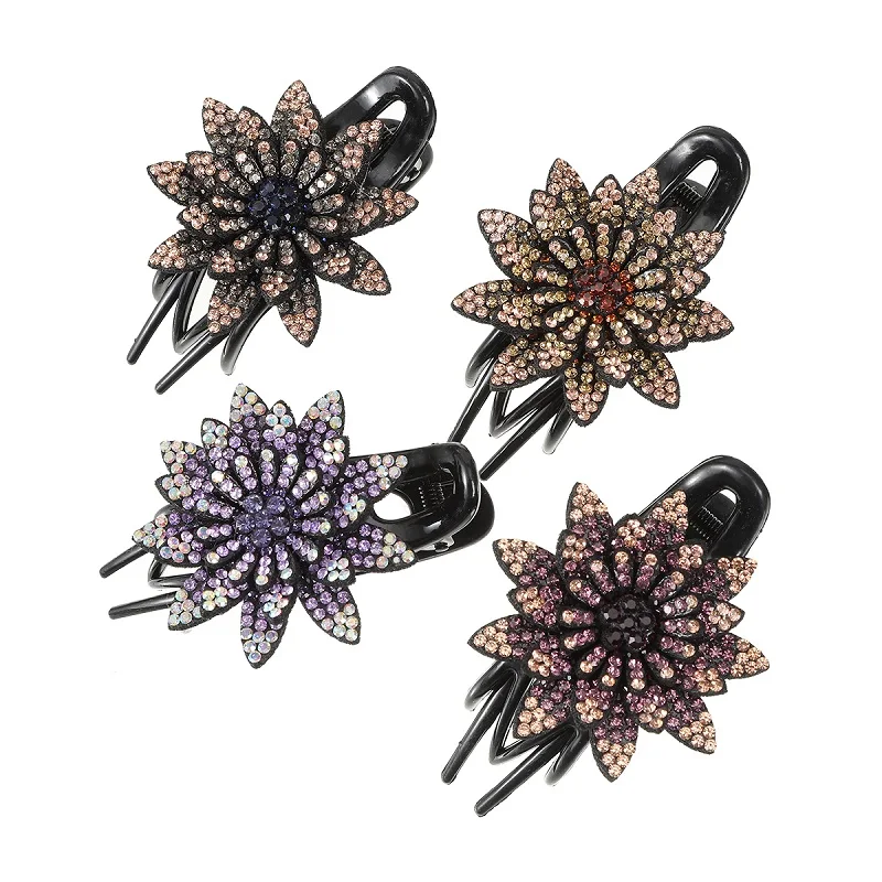 

Винтажные роскошные заколки для волос LEVAO с кристаллами, шпилька для волос с цветочным рисунком утконоса, заколка для конского хвоста, головной убор, женские аксессуары для волос