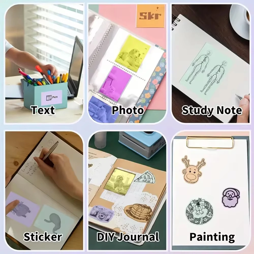 Mini Thermal Printer Paper Rolls with Printable Stickers - 3-Pack