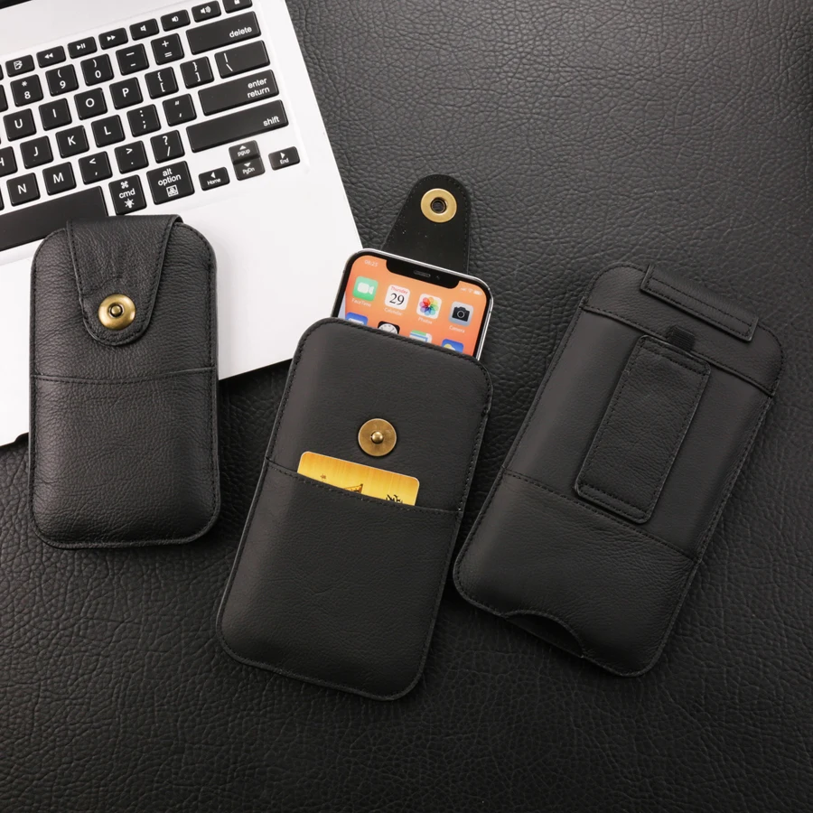 Premium Genuine Leather Belt Clip Pouch Holster
