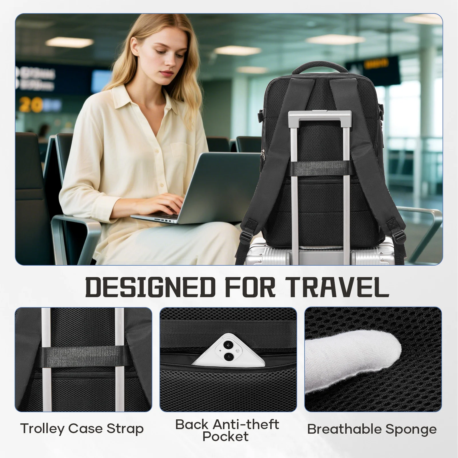 Easyjet Cabin Bag 45x36x20 Vacuum Travel Backpack, Hand Luggage Business Laptop Women Men Backpack Work Bag, Vacuum Storage Bags