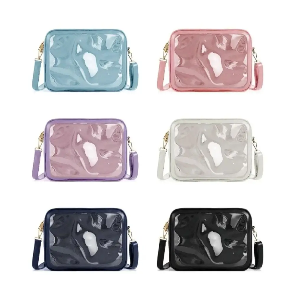 PU Solid Color Itabag Cotton Doll Bag Zipper Bag Transparent Bags Small Item Bag Idol Merchandise Storage Shoulder Bag Children