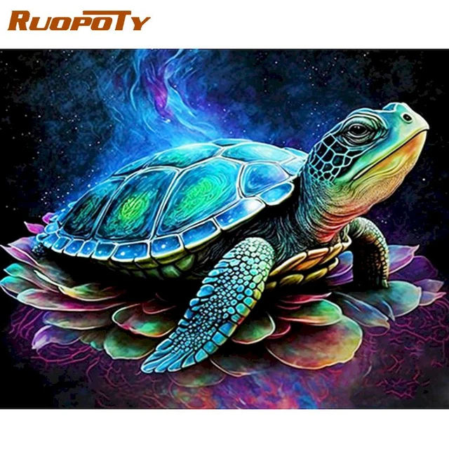 RUOPOTY pittura con i numeri per adulti Starter kit tartaruga marina  animali lavoro manuale vernice acrilica regalo fai da te per la decorazione  domestica con cornice - AliExpress