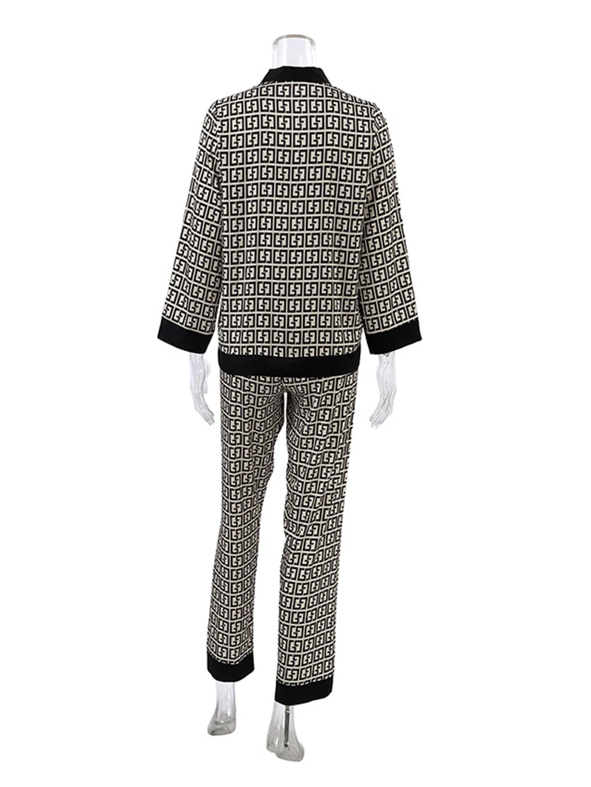 Marthaqiqi Fashion Women'S Pajamas Suit Sexy V-Neck Sleepwear Long Sleeve Nightgowns Printing Pants Ladies Nightwear 2 Piece Set