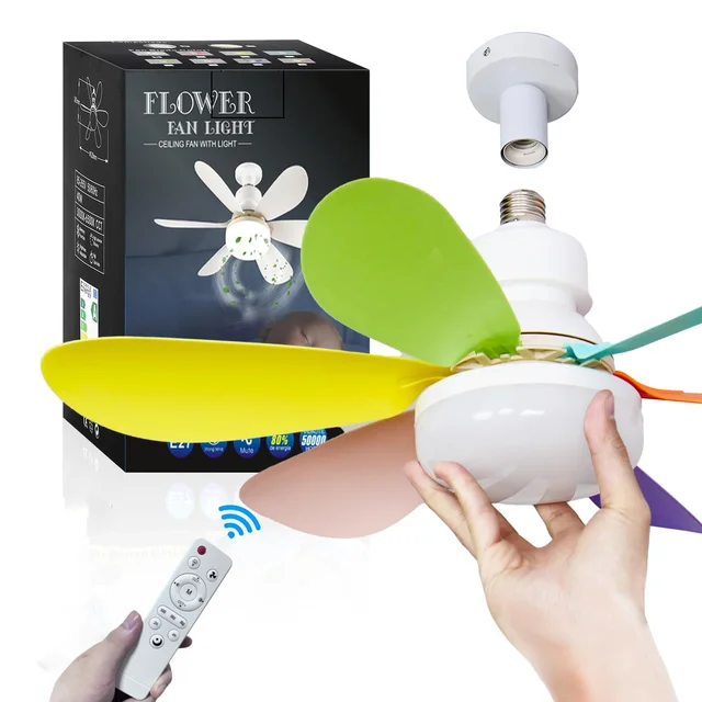 Ventilateur de plafond LED 40W de 20,5 pouces E27 avec fonction de gradation à distance, adapté au salon, au bureau et à un usage domestique, 85-265V 1