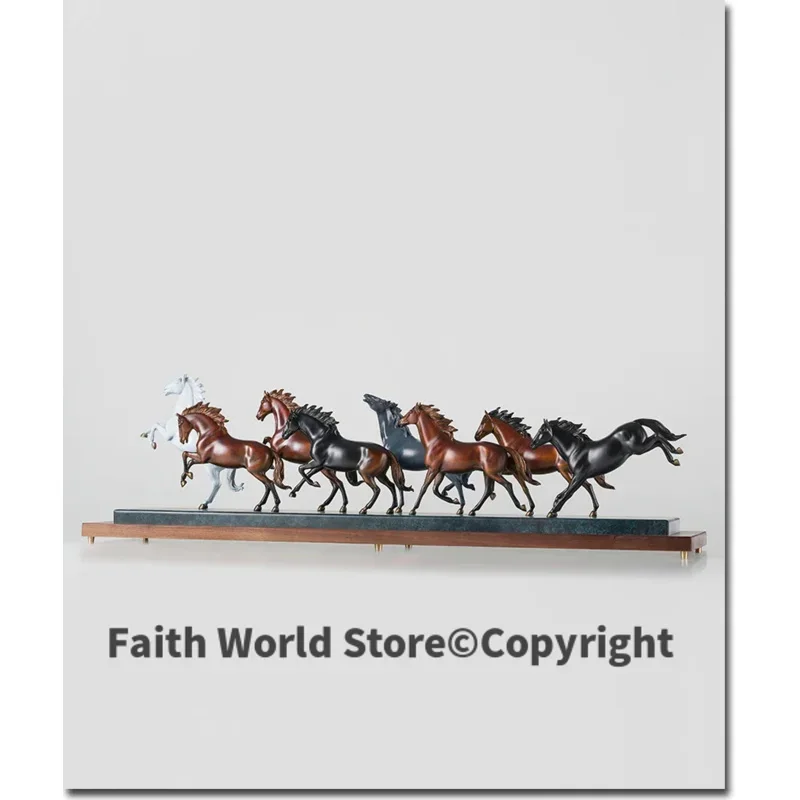 TOP Master art collection home office ROOM Decor -130 CM Huge 8 Fine horses ART bronze statue sculpture Decoration 5
