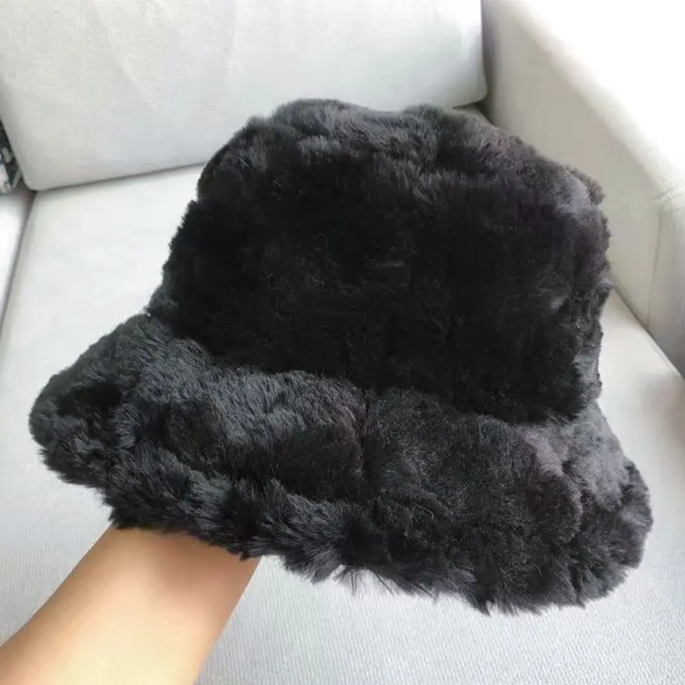 2022 Winter Faux Fur Fluffy Eimer Hüte Frauen Outdoor Dicke Warme Hut Weichen Pelzigen Fischer Kappe Mädchen Mode Panama Sonne kappe – Detail 18