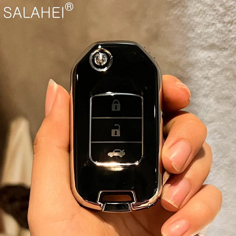 Новинка, автомобильный флип-ключ из ТПУ, чехол-брелок для Honda Civic, Аксессуары для автомобилей Honda Civic 2015-2018