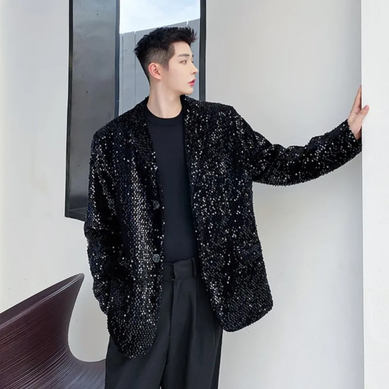 Male Shiny Blazers Spring jacket men Stylish Sequin Decor Blazer For Men Suit Jackets Dazzling Stage Clothing mens blazer