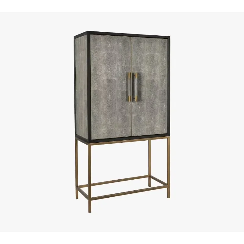 New High Luxury Indoor Kitchen Furniture Geometric Oak With Mirror Light Rotatable High-grade Bar Cabinet
