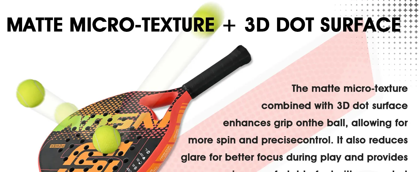 INSUM Padel Racket Series Carbon Fiber Surface EVA Memory Design with Comfortable Grip All-Weather Resistant Paddle Racquet