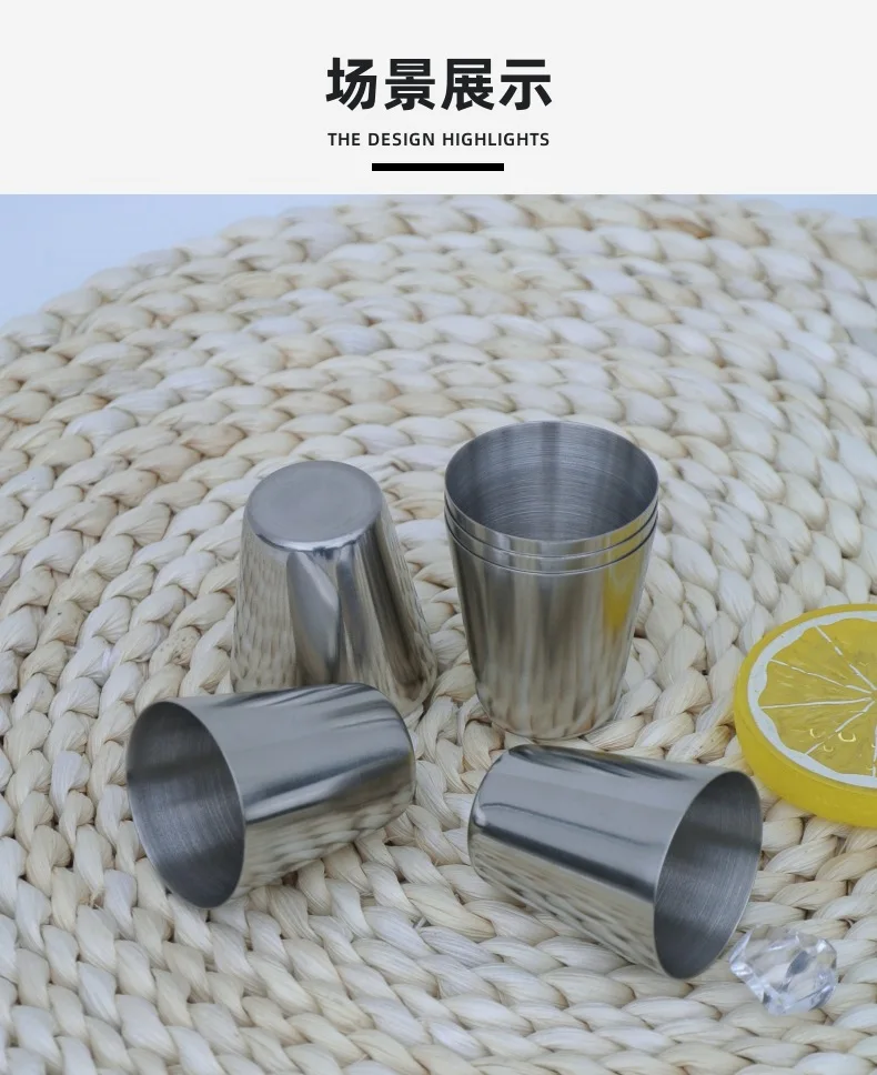 Description Picture 6 of item4Pcs 30ml Stainless Steel Shot Glasses with Leather Case Outdoor Hiking Gear Stackable Cup Camping Sets Portable Drink-ware Cup