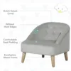 Qaba Kids Sofa Set, Toddler Chair, Sofa & Ottoman for Bedroom, Playroom, Children's Couch for 3-5 Years, Grey 5