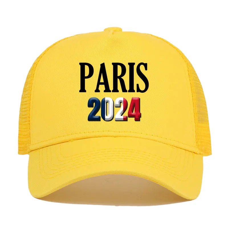 

Paris 2024 Mesh Trucker Cap Woman Man Daily Sun Beach Ball Cap Unisex Adult Sports Travel Snapback Cap Man Baseball Cap