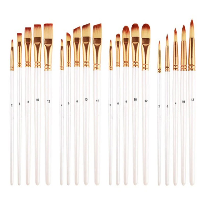 

5Pcs/set Oil Paint Brush Set Nylon Hair Round Filbert Angel Flat Brush Acrylic Diy Watercolor Pen for Artists Painters Beginners