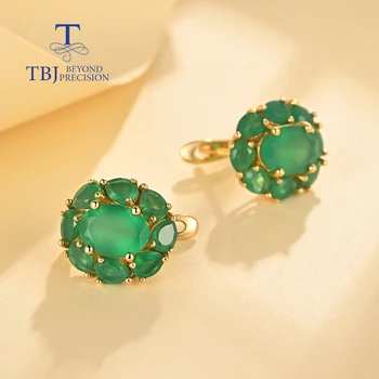 2023 New summer natural green agate ring Earrings Jewelry women’s 925 sterling silver fine jewelry