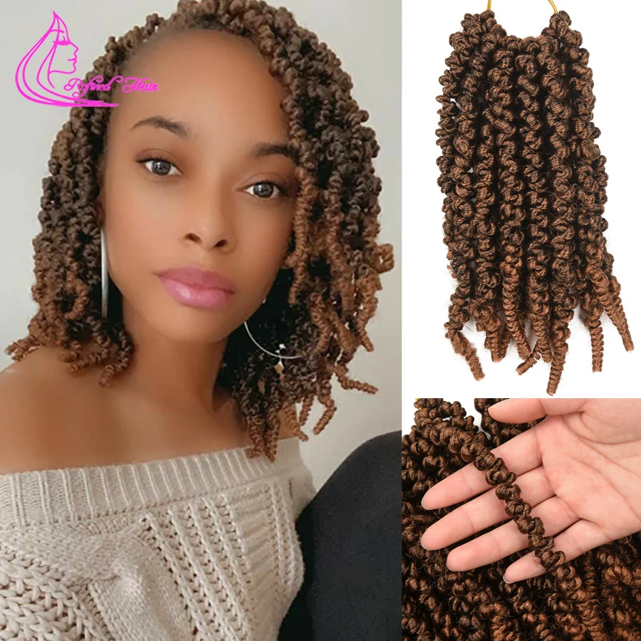 

Synthetic Passion Twist Hair Pre-Twisted Bomb Twist Crochet Braids Woman 8Inch Short Spring Twist Curly Braiding Hair Extensions