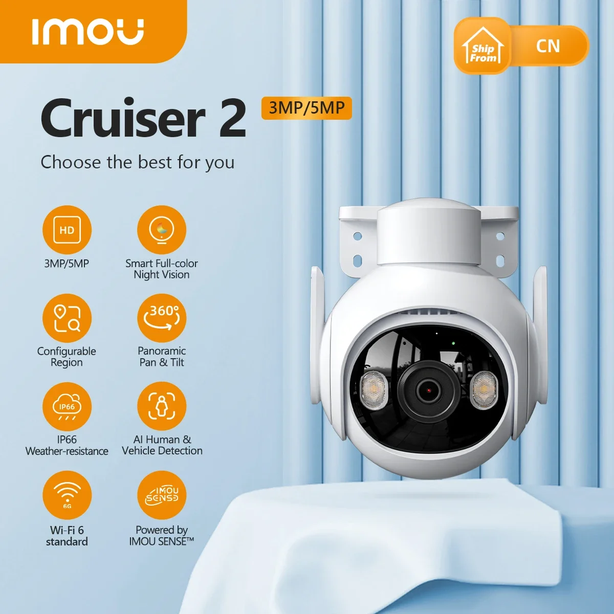 Caméra de surveillance PTZ sans fil extérieure - IMOU Cruiser 2 2K