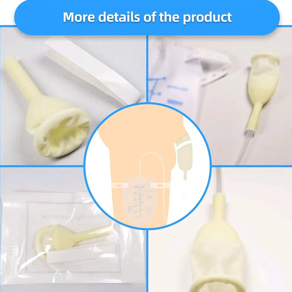 1Set 750-2000ml Male Latex Urinal External Drainage Catheter Latex Sleeve Urine Bag Incontinence Elderly Urine Collector Bag