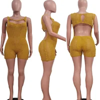 Sexy Hollow Out Knitted Party Playsuit Women Rompers and Jumpsuits Open Back Sleeveless Skinny Beach Outfits Combinaison Short - Image 6