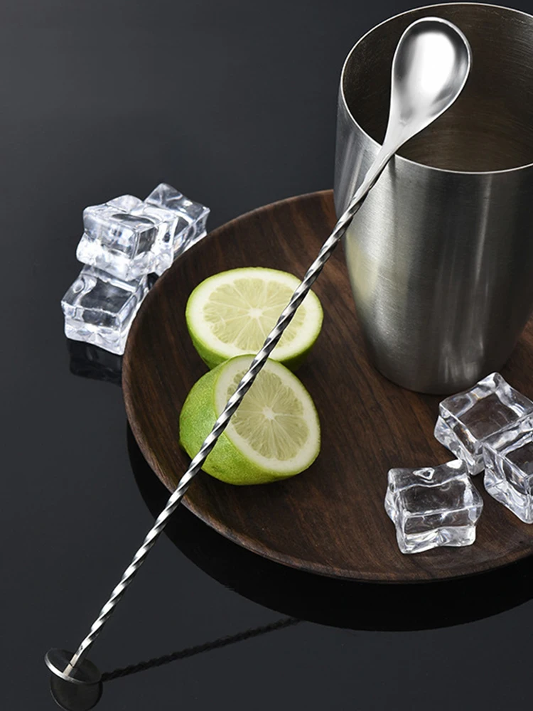 Description Picture 2 of item1/2PCS Stainless Steel Mixing Spoon Long Handle Stirring Spoon Drink Stirrers Cocktail Spoons Spiral Pattern Bar Cocktail Shaker