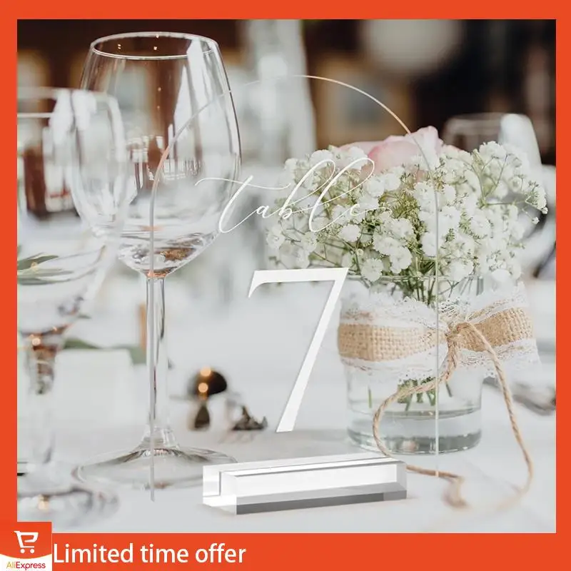 Fresh Clear Arch Table Numbers For Wedding,5X7in Arched Acrylic Table Numbers 1-10+Stands,Clear Acrylic Arch Tabletop Sign