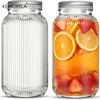 2pcs Wide-Mouth Glass Mason Jars with Screw Lids Threaded Canning