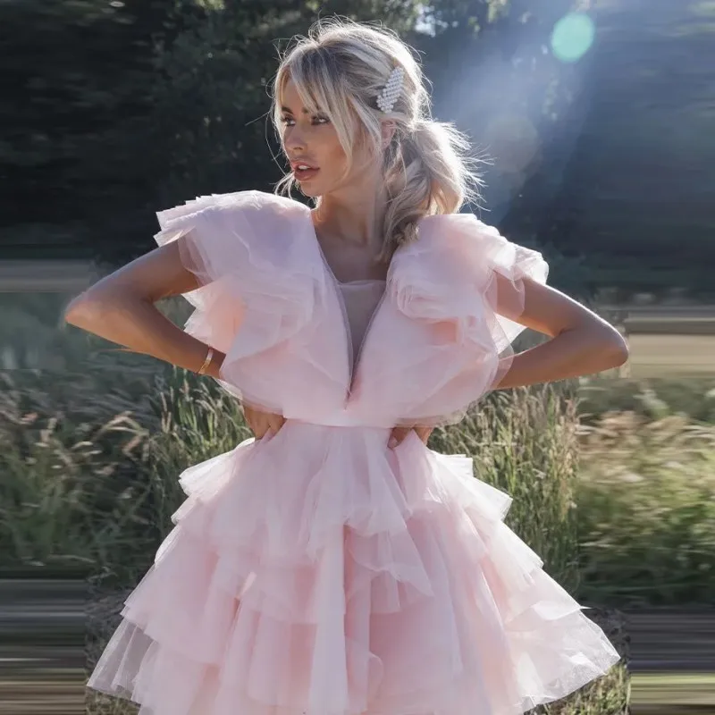 new-fall-short-prom-dresses-for-teens-vestidos-de-curto-pink-above-knee