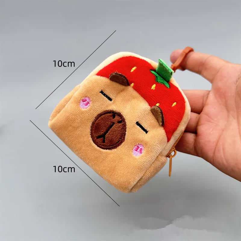Capybara Plush Coin Purse, Minimalist Style Fabric Storage Bag, No Print Edge, Charming Earphone & Data Cable Backpack Pendant