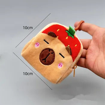 محفظة كابيبارا القطيفة للعملات المعدنية، حقيبة تخزين من القماش ذات الطراز البسيط، بدون حافة مطبوعة، سماعة أذن ساحرة وقلادة حقيبة ظهر لكابل البيانات 6